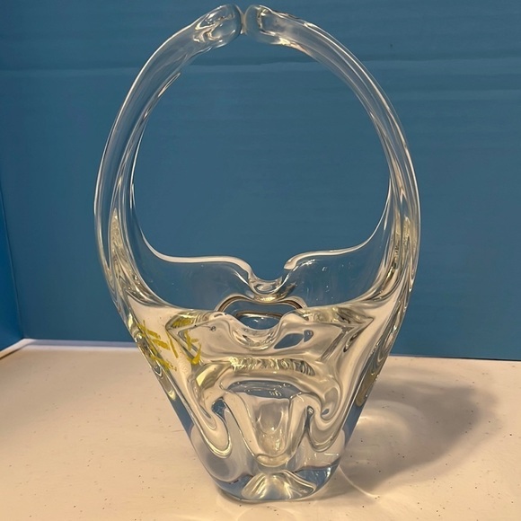Murano Italian crystal split handle basket - Picture 1 of 4